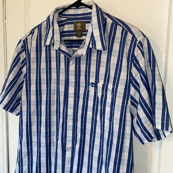 Timberland plaid short sleeve shirt button down casual top with pocket - Picture 2 of 8